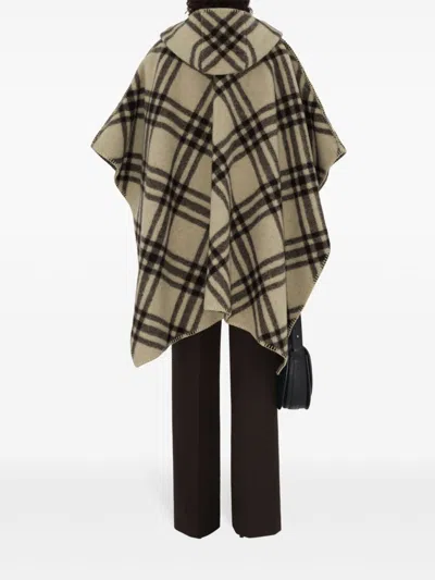 Burberry Reversible Checkered Cape In Neutrals