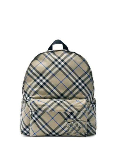 Burberry Checked Backpack In Neutrals