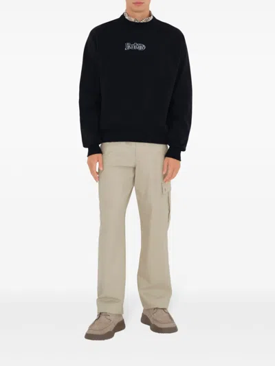 Burberry Black Logo Cotton Blend Sweatshirt In Black