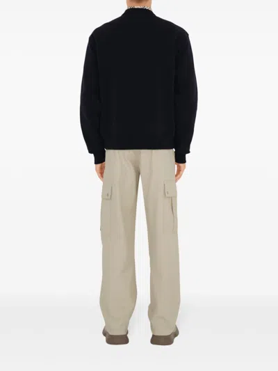 Burberry Black Logo Cotton Blend Sweatshirt In Black