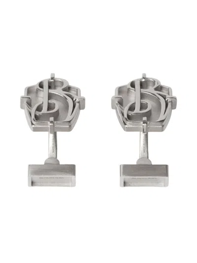 Shop Burberry B-motif Cufflinks In Silver