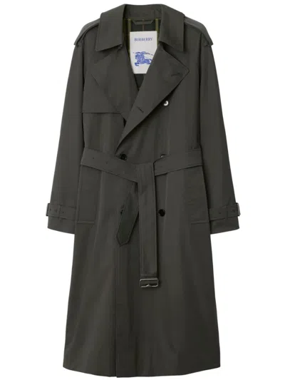 Burberry Gabardine-weave Trench Coat In Grey