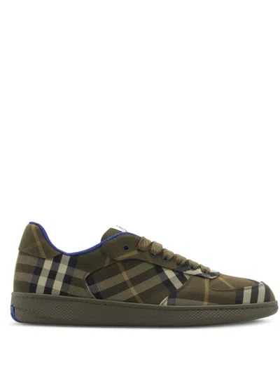 Burberry Checked Terrace Lace-up Sneakers In Green