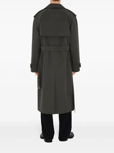 Burberry Gabardine-weave Trench Coat In Grey