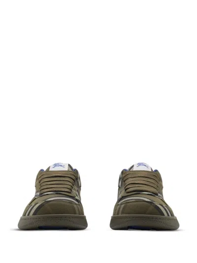 Burberry Checked Terrace Lace-up Sneakers In Green