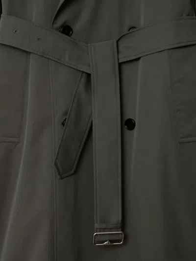 Burberry Gabardine-weave Trench Coat In Grey