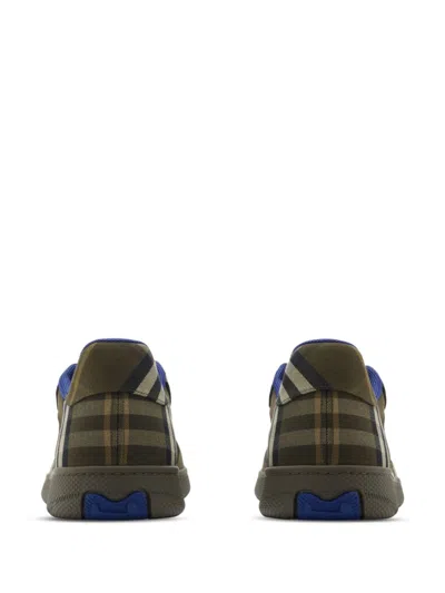 Burberry Checked Terrace Lace-up Sneakers In Green