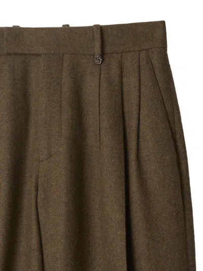 Burberry Wool Tailored Trousers In Brown