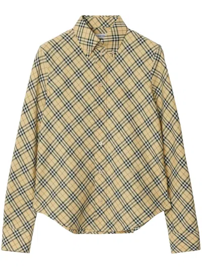 Burberry Check-pattern Cotton Shirt In Brown | ModeSens