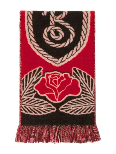 Burberry B Shield Jacquard Scarf In Red