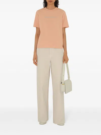 Burberry Paisley-logo Cotton T-shirt In Pink
