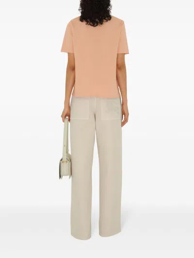 Burberry Paisley-logo Cotton T-shirt In Pink
