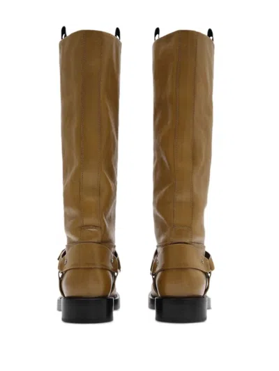 Burberry Leather Saddle Knee-high Boots In Brown