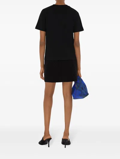 Burberry Logo-embroidered Cotton T-shirt In Black