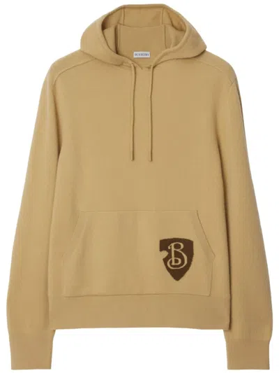 Burberry Wool Blend Hooded Sweatshirt In Neutrals