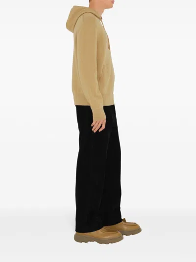 Burberry Wool Blend Hooded Sweatshirt In Neutrals