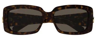 Shop Gucci Eyewear Rectangular Frame Sunglasses In Multi