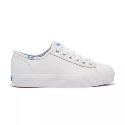 Keds Triple Up White Leather Platform Sneakers In White