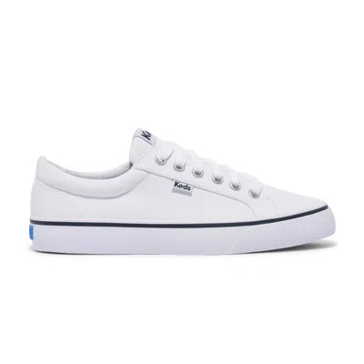 Keds Jump Kick White Canvas Lace-up Sneakers In White/blue