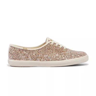 Keds Women's Champion Glitter Celebrations Lace Up Leather Sneakers In Gold Glitter