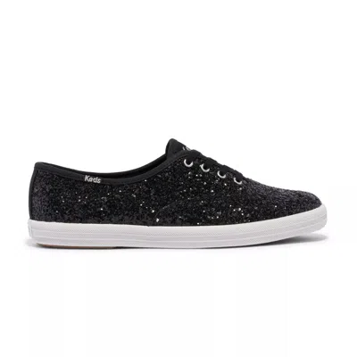 Keds Women's Champion Glitter Celebrations Lace Up Leather Sneakers In Black Glitter