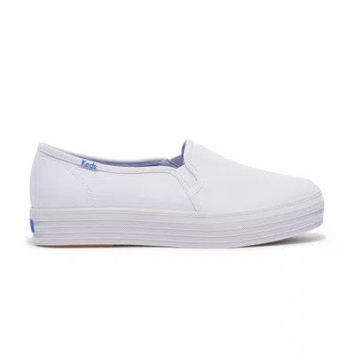 Keds Women's Double Decker Canvas Slip On Canvas Sneakers In White