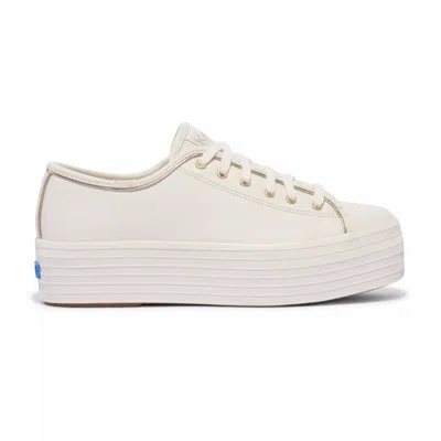Keds Women's Triple Up Leather Piping Lace Up Leather Sneakers In Off White