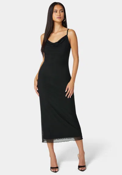Bebe Emma Mesh Maxi Slip Dress In Black