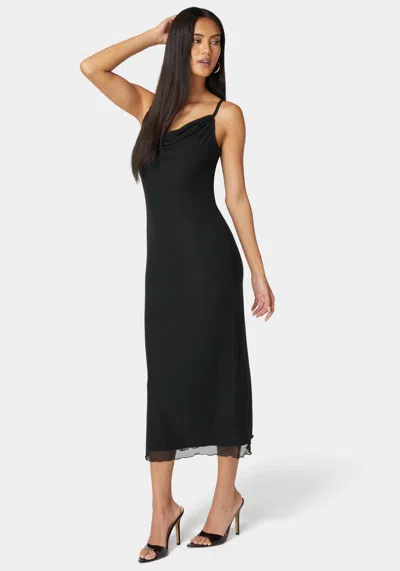 Bebe Emma Mesh Maxi Slip Dress In Black