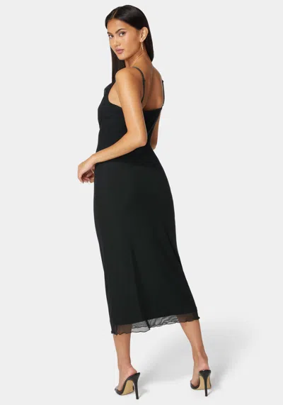 Bebe Emma Mesh Maxi Slip Dress In Black