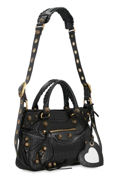 Shop Balenciaga Neo Cagole Medium Leather Bag In Black