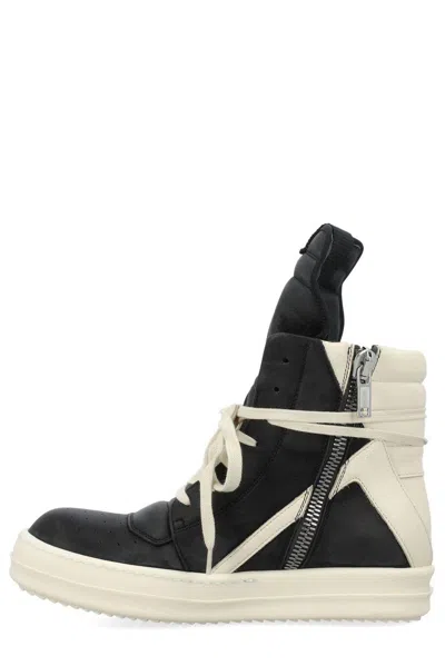 Shop Rick Owens Lido Geobasket Sneakers In Nero