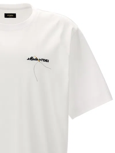 Shop Fendi Logo Embroidery T-shirt In White