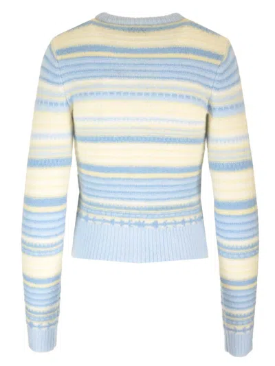 Shop Ganni Wool Cardigan In Clear Blue