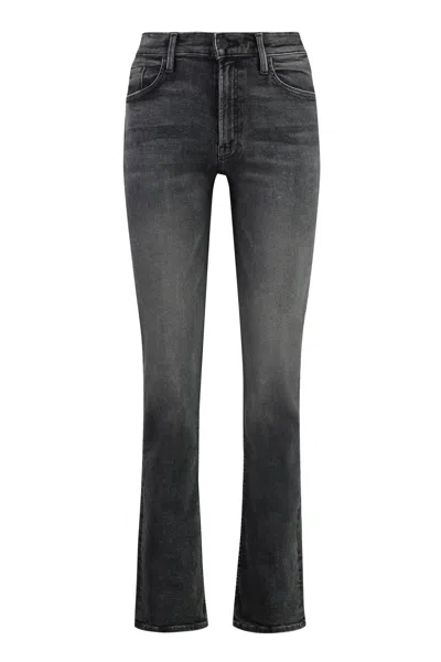 Mother The High Waisted Rascal Slice Undone Hem Friday The 13th Jeans In Grey
