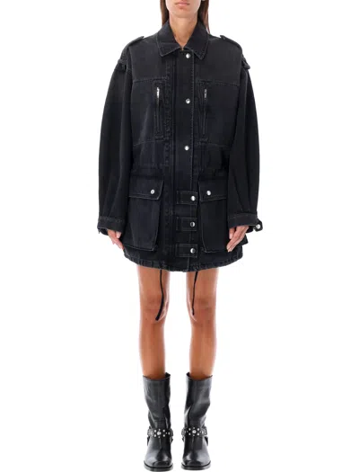 Shop Marant Etoile Joanna Denim Jacket In Faded Black