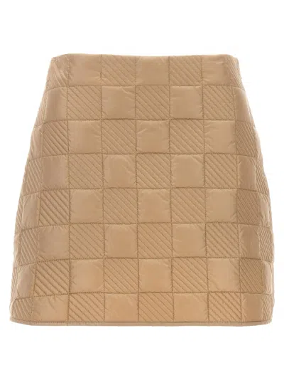 Shop Moncler Quilted Skirt In Beige