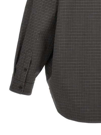 Shop Balenciaga Checkered Overshirt In Black