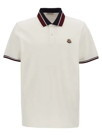 Shop Moncler Logo Patch Polo Shirt In White