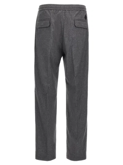 Moncler Logo Patch Drawstring Pants In Gray