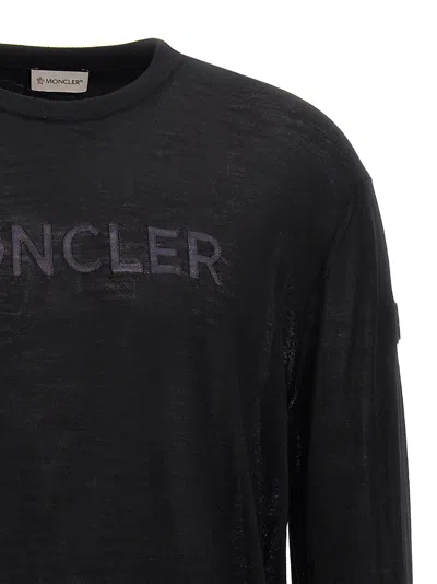 Shop Moncler Logo Intarsia Sweater In Black