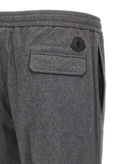Moncler Logo Patch Drawstring Pants In Gray