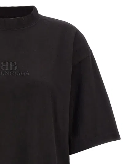 Shop Balenciaga Logo Embroidery T-shirt In Black