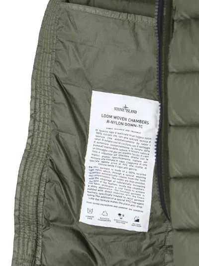 Shop Stone Island Logo Hooded Down Jacket In Green