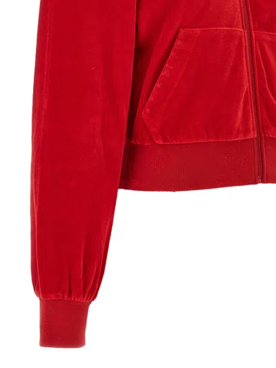 Shop Balenciaga Rhinestone Logo Hoodie In Red