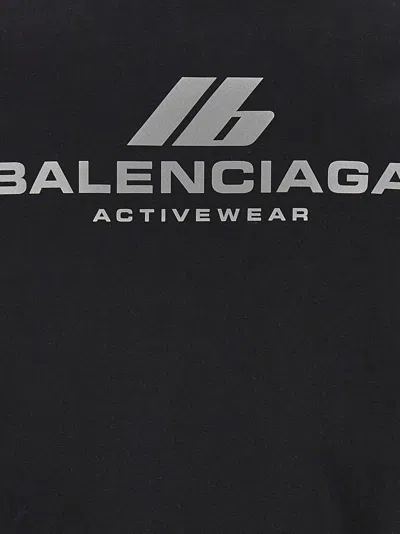Balenciaga Hoodie With Logo Print And Front Pockets In Black
