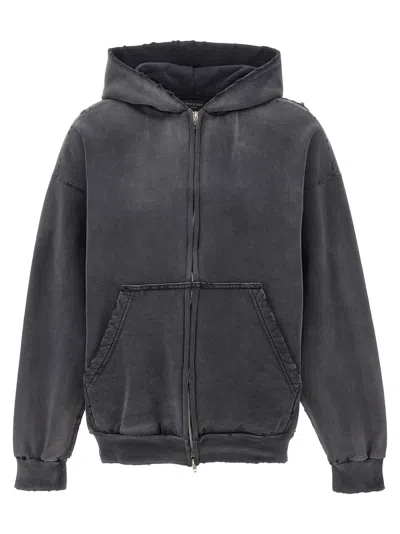 Shop Balenciaga Printed Hoodie In Gray