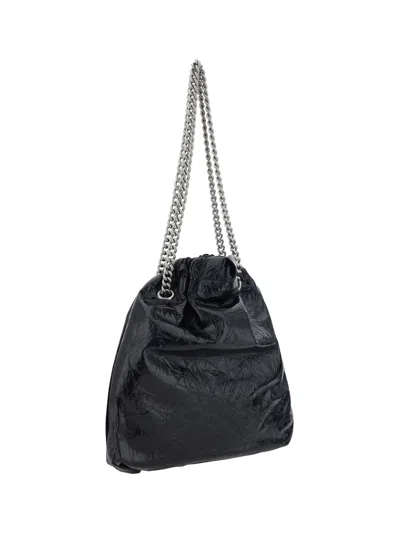 Shop Balenciaga Crush Shoulder Bag In Black