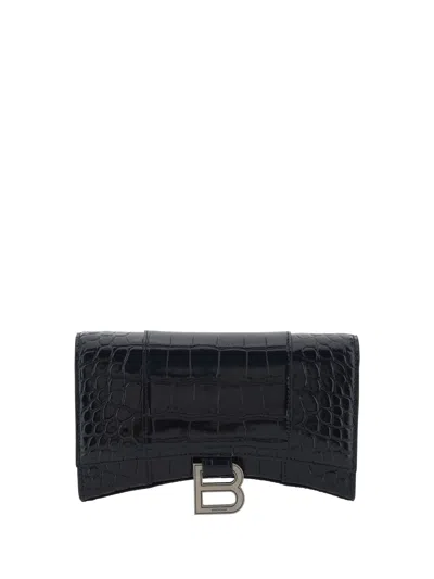 Shop Balenciaga Hour Wallet In Black