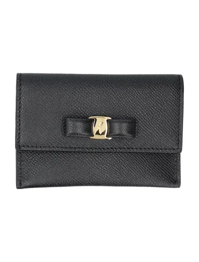 Ferragamo Vara Bow-detail Leather Wallet In Black
